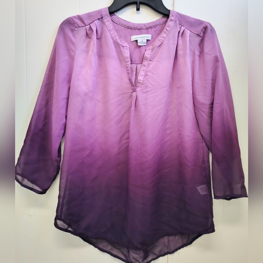 Liz Claiborne Lavender Ombre Blouse Size S